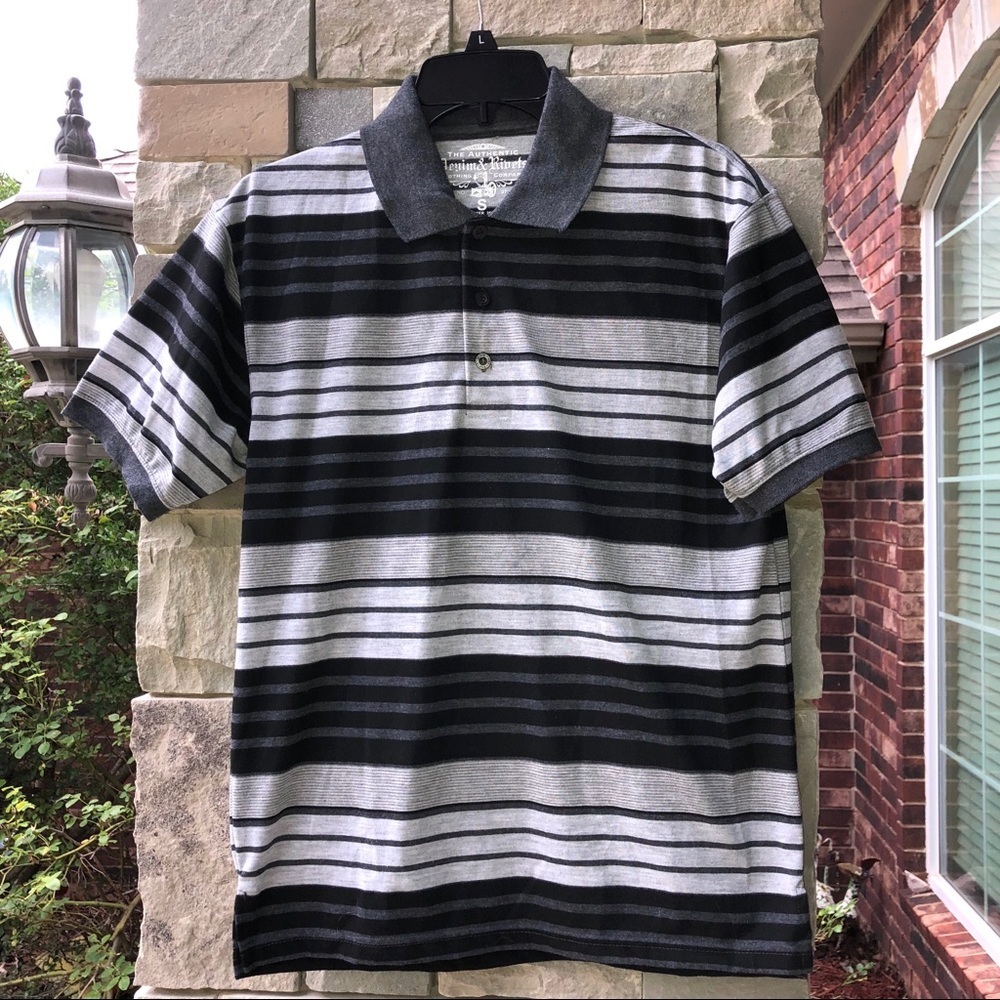 Denim & Rivets Black Gray striped Shirt Men Small
